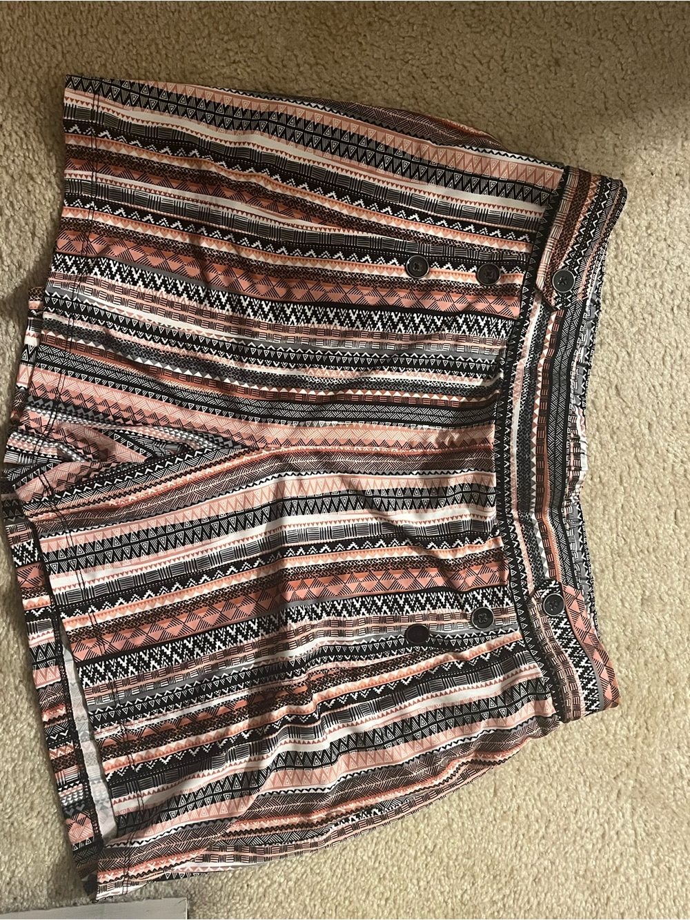 bebe Pink and Black Aztec High-Waist Women's Shorts